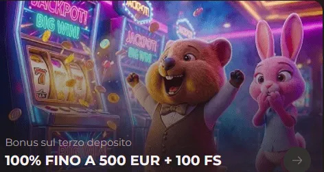 Bonus sul terzo deposito 100 fino a 500 euro 100 fs